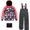 Floral Print 2-Piece Snowsuit, Black - Snowsuits - 1 - thumbnail