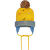 Dino Print Acrylic Knit Earflap Hat, Yellow - Hats - 1 - thumbnail