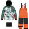 Deep Forest Print 2-Piece Snowsuit, Orange - Snowsuits - 1 - thumbnail