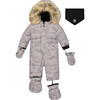 Artic Friends Print One-Piece Baby Snowsuit, Silver Grey - Snowsuits - 1 - thumbnail