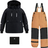 2-Piece Snowsuit, Black & Chocolate - Snowsuits - 1 - thumbnail