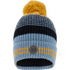 Acrylic Striped Knit Pom Pom Colorblock Hat, Yellow & Blue - Hats - 2