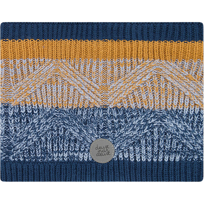 Acrylic Knit Neckwarmer, Navy & Chocolate - Scarves - 2