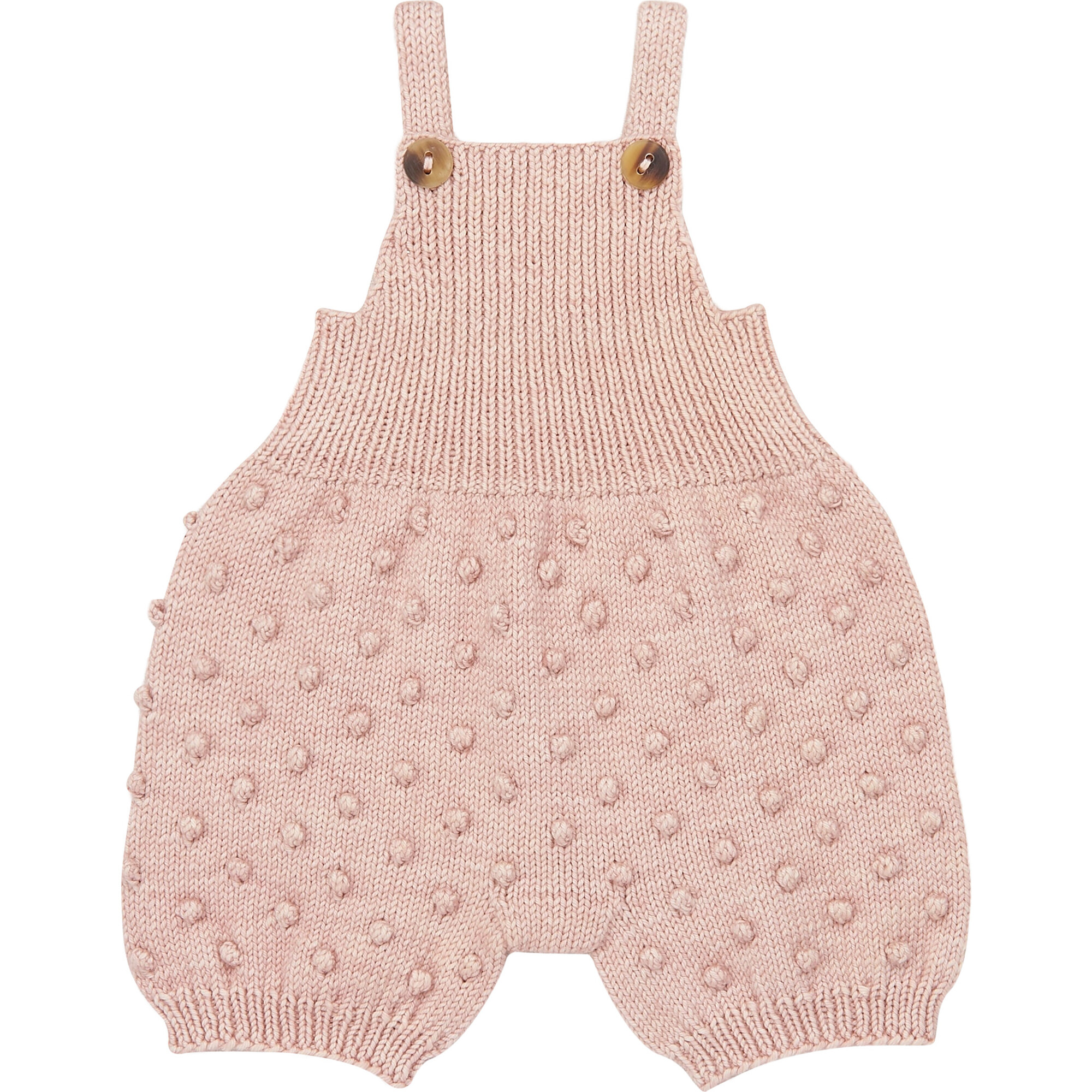 Popcorn Knit Ribbed Yoke Romper, Rosette