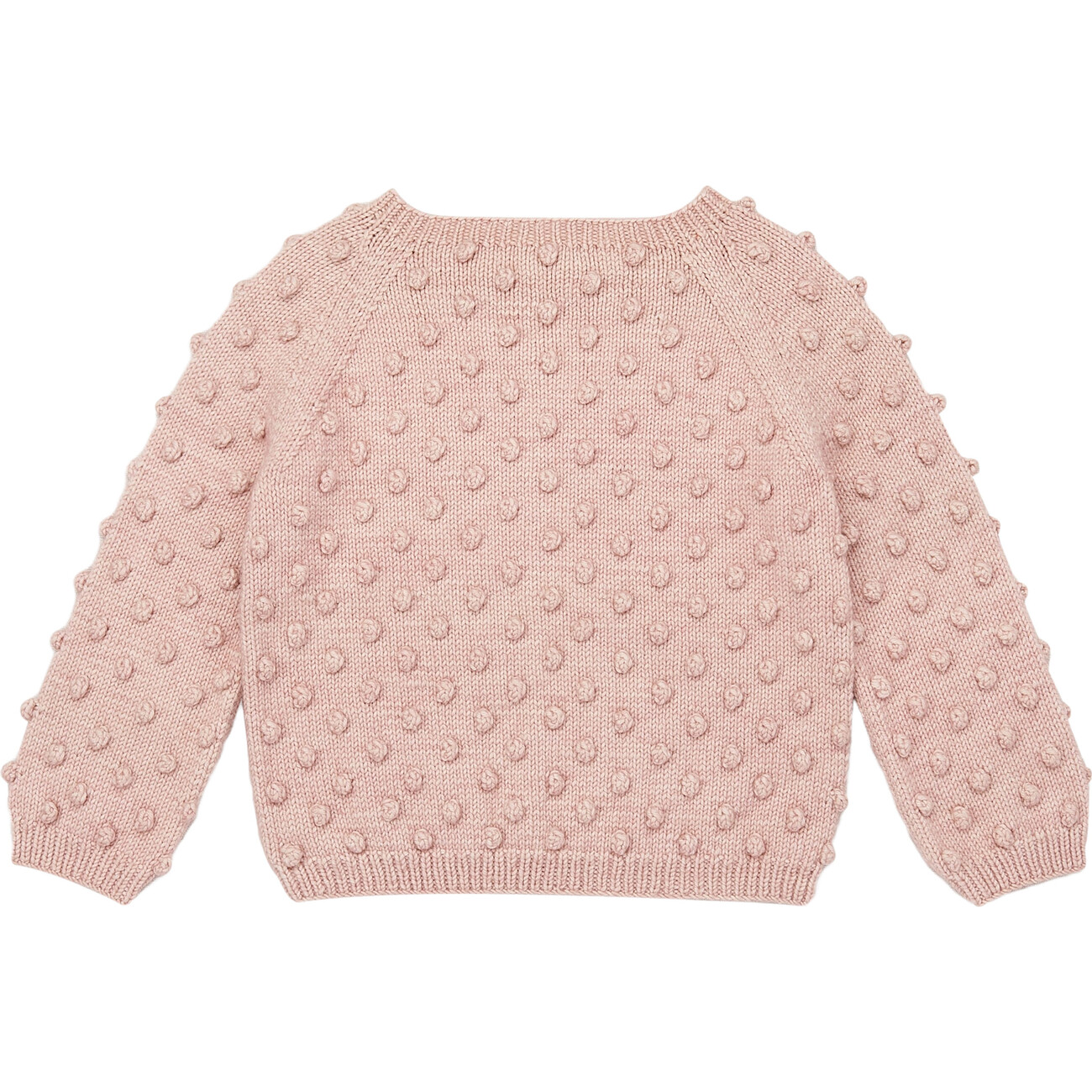 Popcorn Knit Long Sleeve Sweater, Rosette