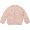 Popcorn Knit Buttoned Cardigan, Rosette - Cardigans - 1 - thumbnail