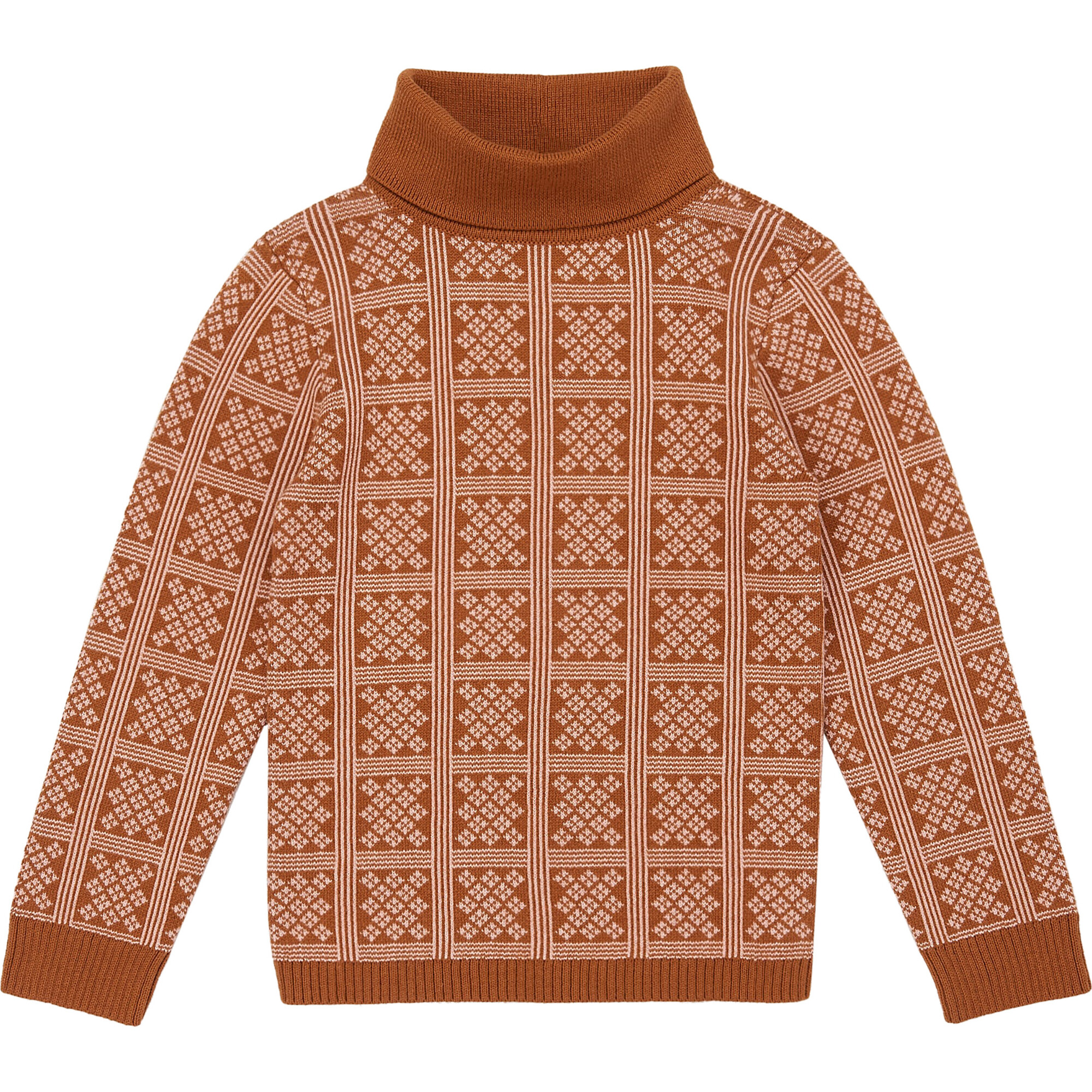 Izzy Vintage Grid Turtleneck Top, Acorn - Misha & Puff Sweaters | Maisonette