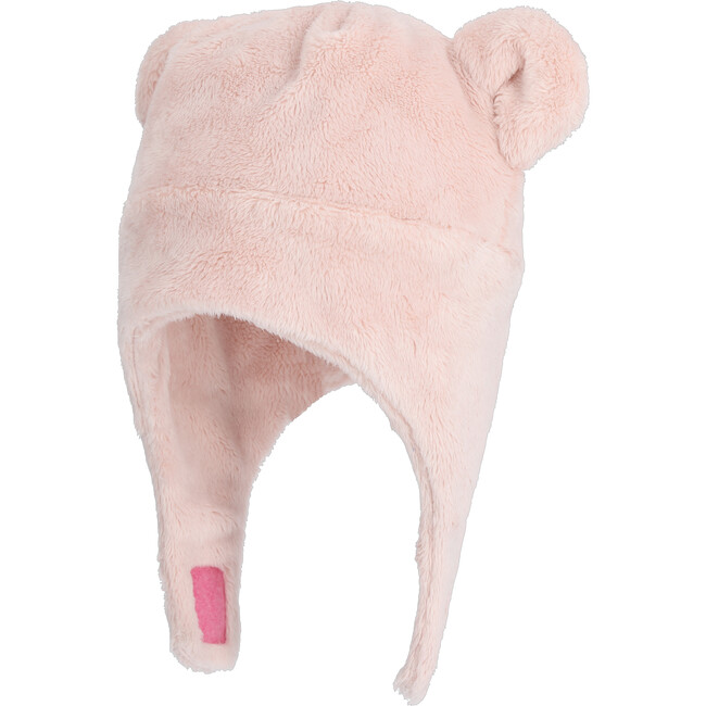 Teddy Fur Hat With Ears, Pink Sand