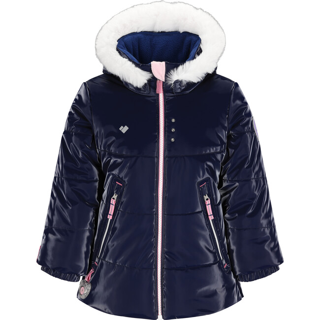 Roselet Regular Faux Fur Hooded Jacket, Navy - Parkas - 1