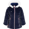 Roselet Regular Faux Fur Hooded Jacket, Navy - Parkas - 1 - thumbnail