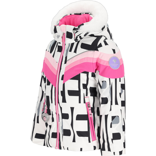 Cara Mia Regular Faux Fur Hooded Print Jacket, Block Party - Parkas - 3