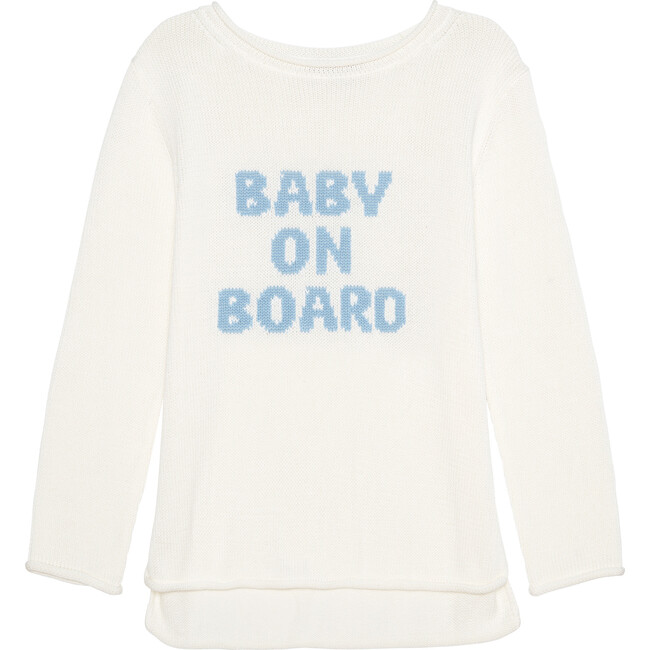 Women's Midknit Baby On Board Sweater, Ivory & Blue