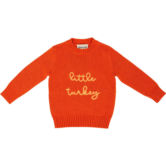 Little Turkey Crewneck Sweater, Orange