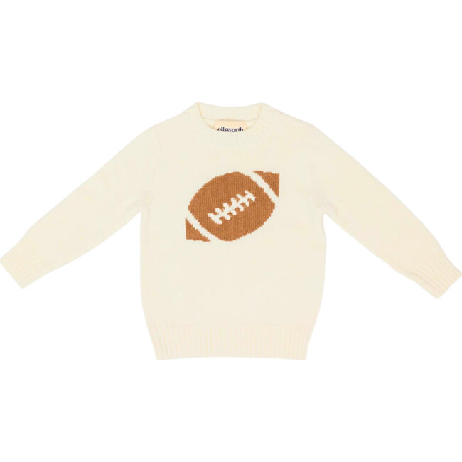 Football Crewneck Sweater, Cream