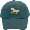 Horse Baseball Hat, Hunter Green - Hats - 1 - thumbnail