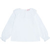 Ravena Long Sleeve Girl Top, White - Blouses - 1 - thumbnail