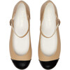 Leather Girl Contrast Ballerina Shoes, Sand - Mary Janes - 1 - thumbnail