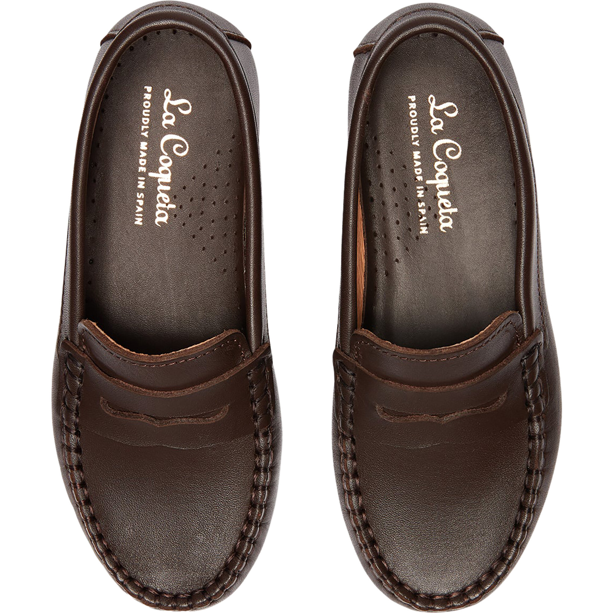 Leather Boy Loafer Shoes, Chocolate Brown - Loafers - 1