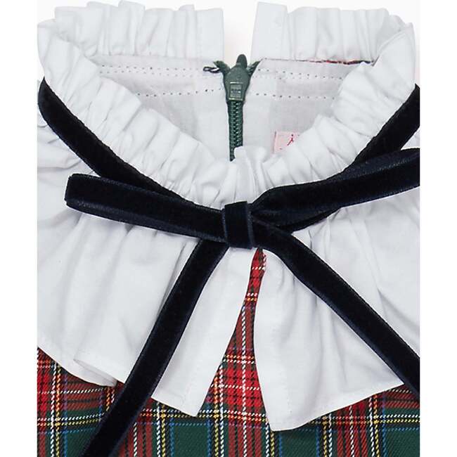 Flora Girl Empire Dress, Green Tartan - Dresses - 2