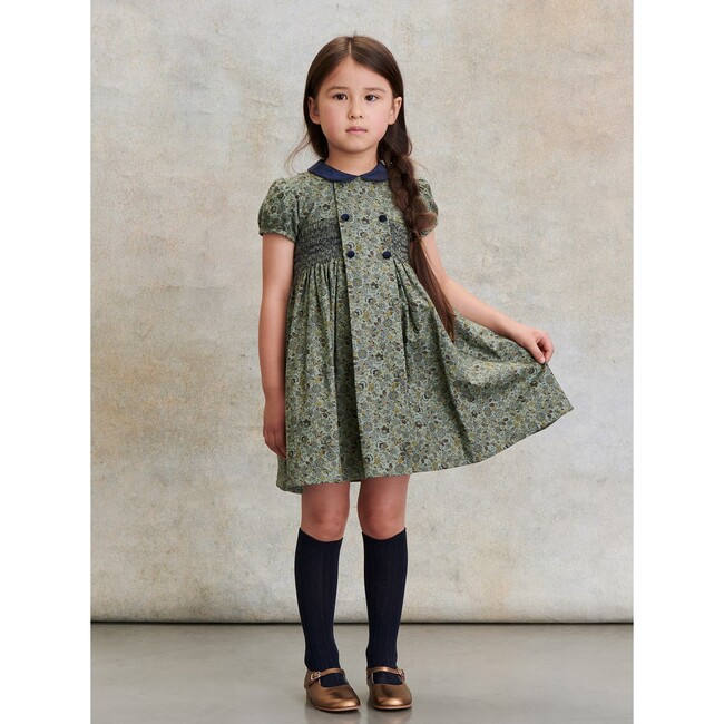Arcadia Smock Floral Dresss, Green - Dresses - 2