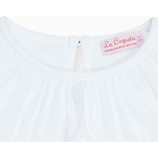 Ravena Long Sleeve Girl Top, White - Blouses - 3