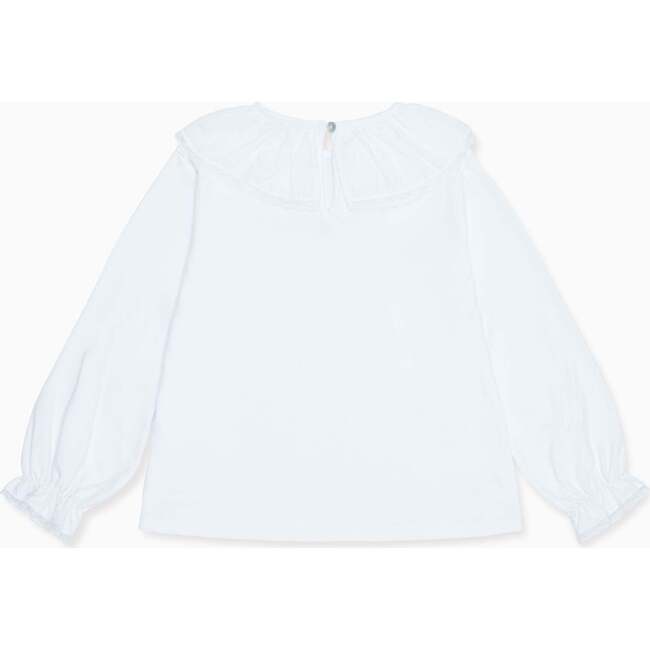 Ravena Long Sleeve Girl Top, White - Blouses - 4