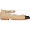 Leather Girl Contrast Ballerina Shoes, Sand - Mary Janes - 4
