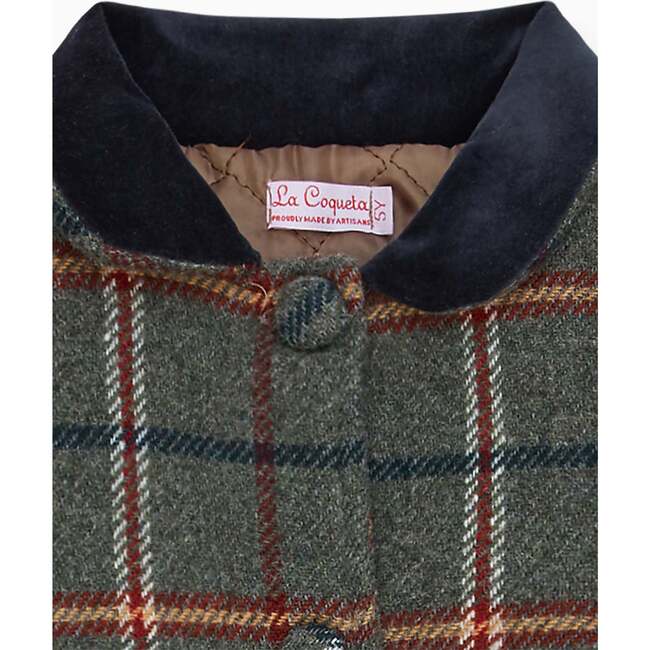 Alicia Girl Wool Coat, Olive Check - Coats - 3