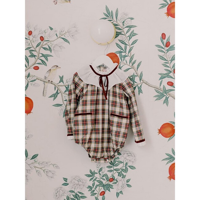 Baby Edie Tartan Romper, Ivory - Rompers - 2