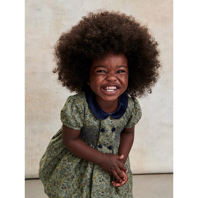 Arcadia Baby Girl Smock Set, Green Floral - Mixed Apparel Set - 2