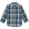 Nico Long Sleeve Boy Shirt, Blue Check - Shirts - 1 - thumbnail