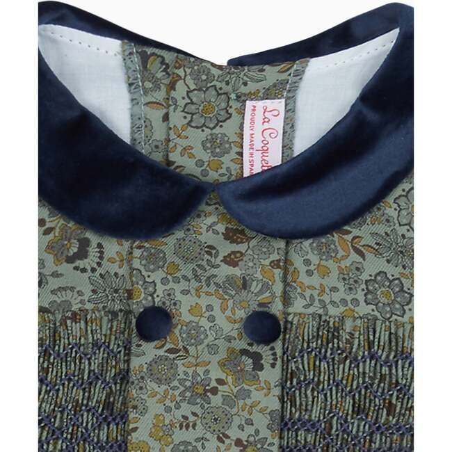 Arcadia Baby Girl Smock Set, Green Floral - Mixed Apparel Set - 3