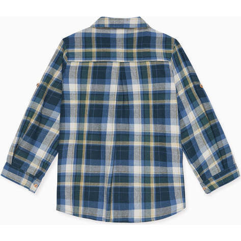 Nico Long Sleeve Boy Shirt, Blue Check - Shirts - 4