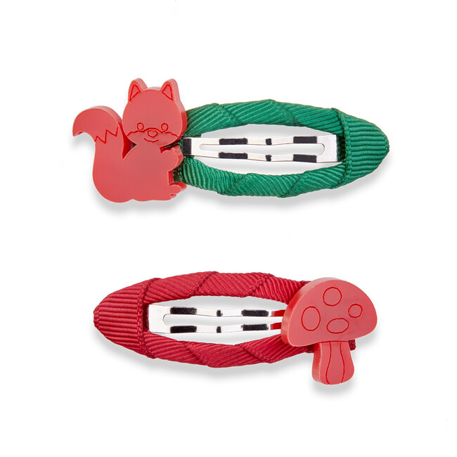 Fox Mushroom Hairclips, Red