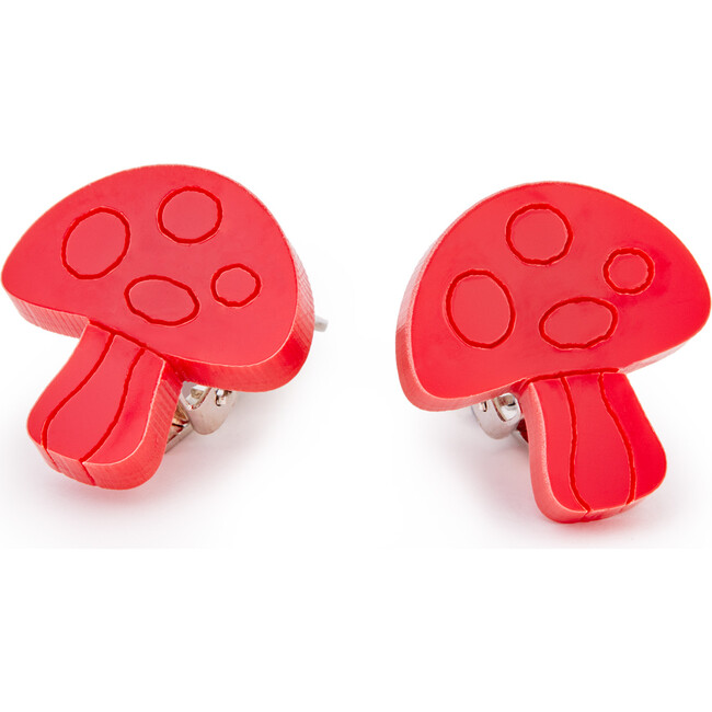 Mushroom Earrings, Red