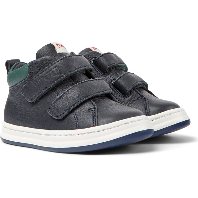 Runner Four 2-Velcro Strap Leather Sneakers, Navy - Sneakers - 2