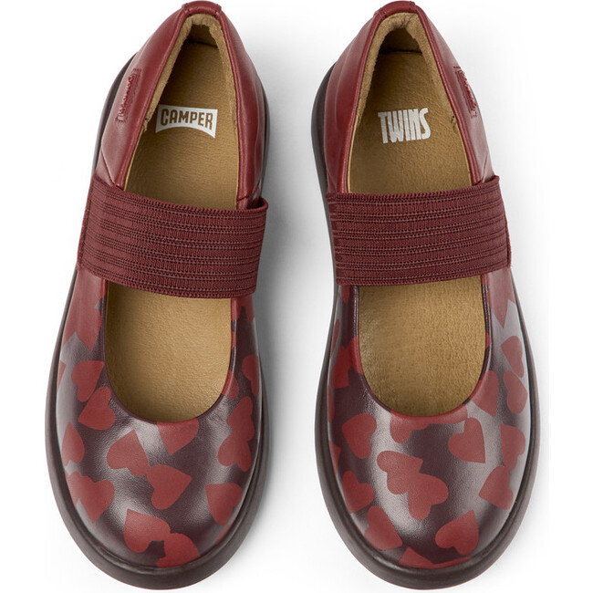 Duet Twins Printed Leather Mary Jane Shoes, Burgundy