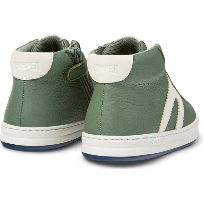 Runner Four Leather Ankle Boots, Medium Green And White - Booties - 5