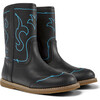 Savina Twins Print Leather Boots, Black And Blue - Boots - 2