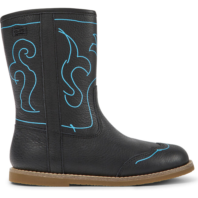 Savina Twins Print Leather Boots, Black And Blue - Boots - 3