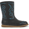 Savina Twins Print Leather Boots, Black And Blue - Boots - 3