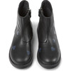 Duet Twins Heart Print Leather Ankle Boots, Black - Booties - 1 - thumbnail
