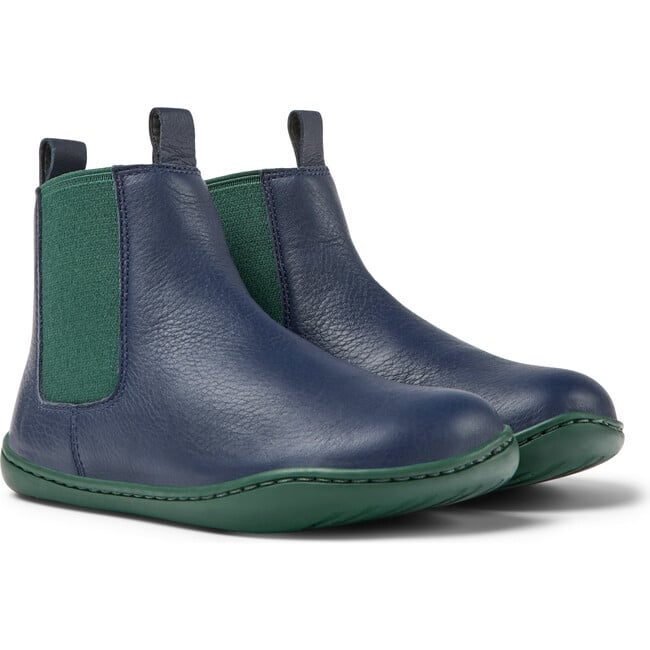 Peu Cami Leather Ankle Boots, Dark Blue And Dark Green - Booties - 2