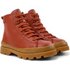 Brutus Lace Leather Ankle Boots, Medium Red - Booties - 2