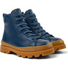 Brutus Lace Leather Ankle Boots, Dark Blue - Booties - 2