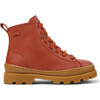 Brutus Lace Leather Ankle Boots, Medium Red - Booties - 3