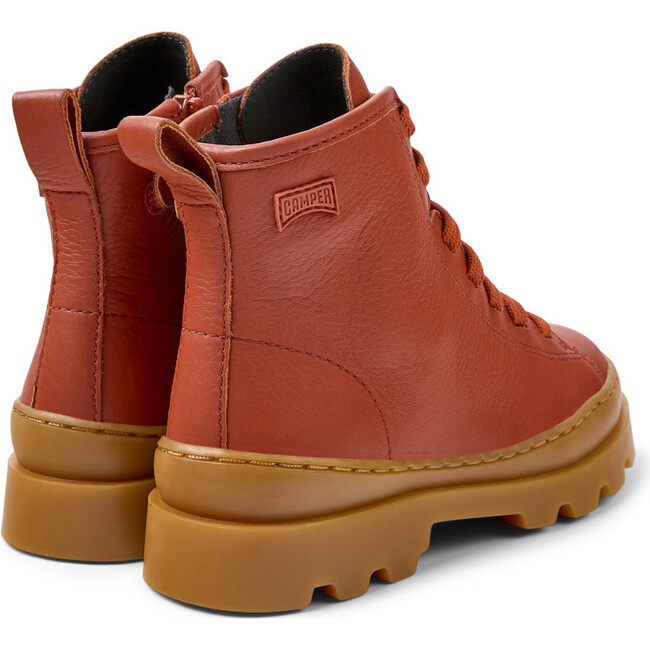 Brutus Lace Leather Ankle Boots, Medium Red - Booties - 5