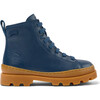 Brutus Lace Leather Ankle Boots, Dark Blue - Booties - 5