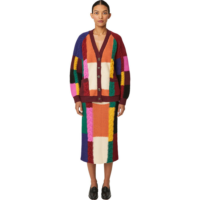 Women's Diego Cardigan, Colorblock Cable