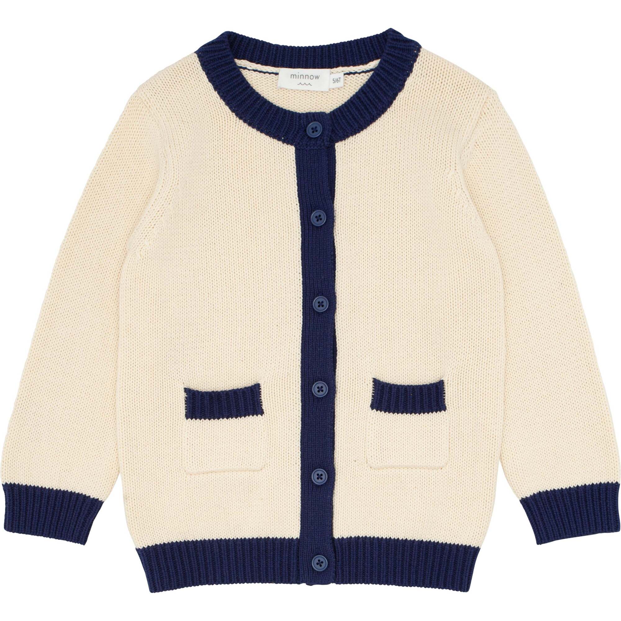 A Little Too Much Knit Cardigan Cream/Navy